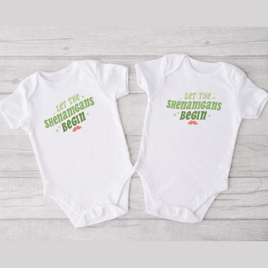 Let the Shenanigans Begin Bodysuits for Twin Boys