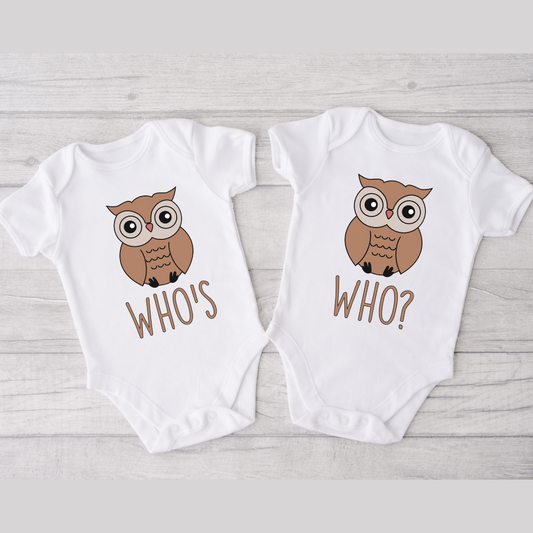 Who's Who Bodysuits for Twin Boys/Girls